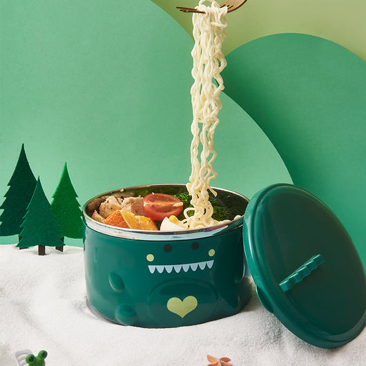 Tazón de Fideos Instantáneos de Acero Inoxidable Diseño Dinosaurio con Tapa - Image 9