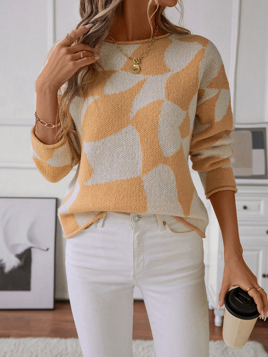 Suéter de Cuello Redondo con Contraste de Colores para Mujer - Image 10