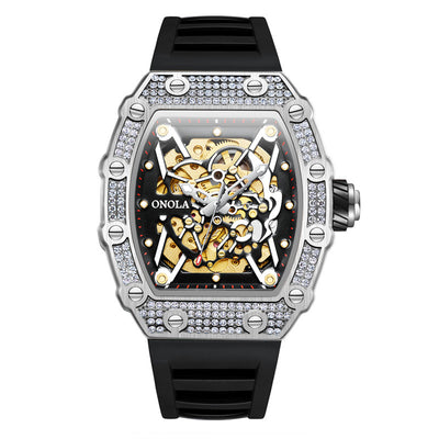Reloj Automático para Hombre con Cristales y Correa de Silicona Resistente al Agua - Image 5