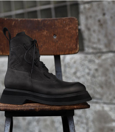 Botas de Cuero para Hombre Plataforma Mid Top Estilo Tendencia - Image 13