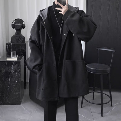 Abrigo de Lana Acolchado con Capucha para Hombre - Largo Medio - Image 9