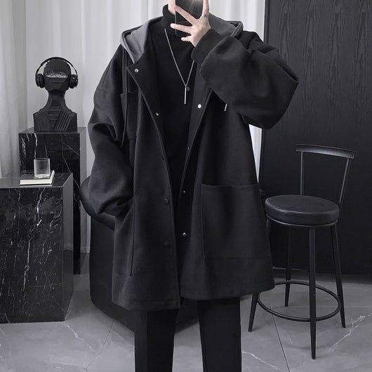 Abrigo de Lana Acolchado con Capucha para Hombre - Largo Medio - Image 9