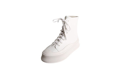 Botines Mujer Estilo Coreano Plataforma Gruesa Cordones Alto Casual - Image 8