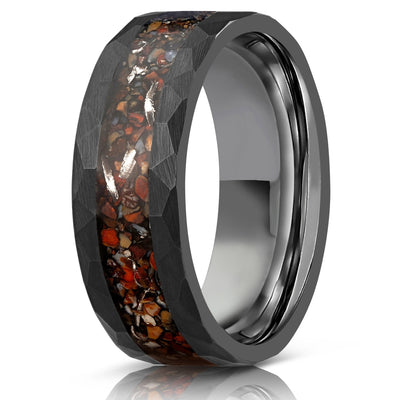 Anillo de Acero Tungsteno 8mm Negro Patrón Martillado - Image 4