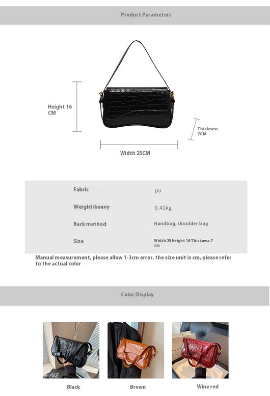 Bolso de Hombro Mujer Cuero PU Patrón Piedra con Hebilla Metálica - Image 9