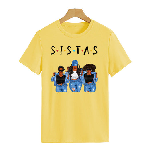 Playera Denim Sistas Three con Estampado Girly de Manga Corta - Image 7