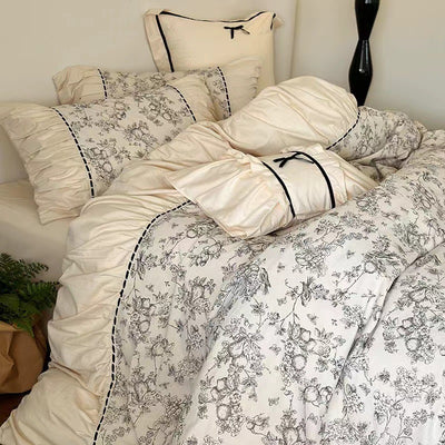 Juego de Cama Vintage Francés Térmico de 4 Piezas con Encaje - Image 5