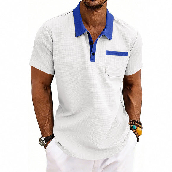 Polo Holgado de Punto Waffle para Hombre - Manga Corta