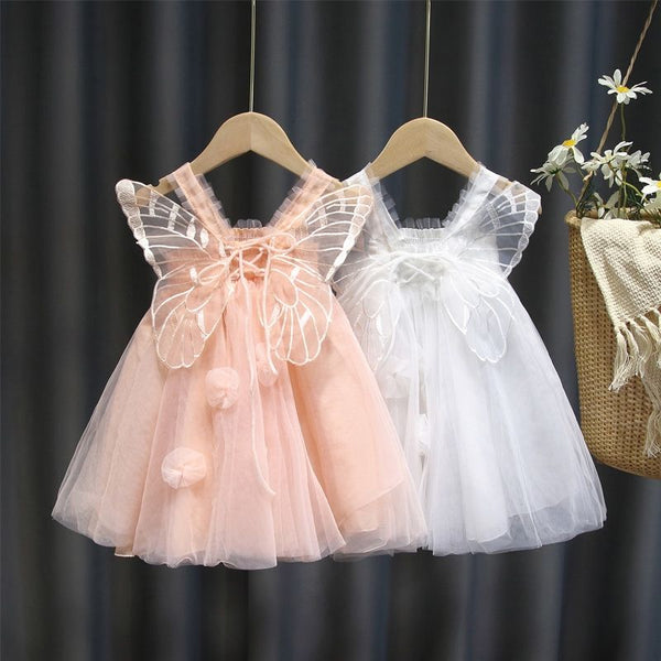 Vestido de Verano Niña con Alas de Mariposa y Malla Esponjosa