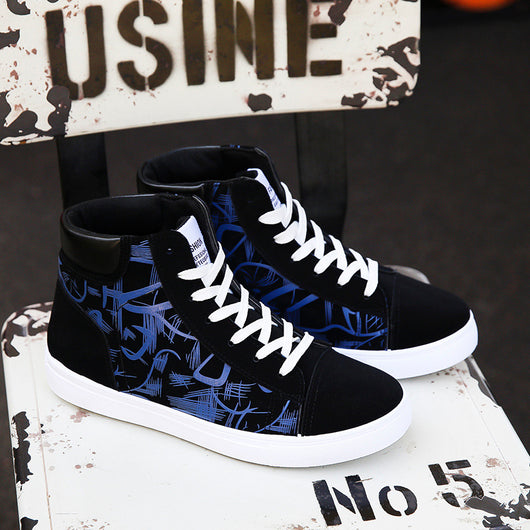 Zapatillas Altas de Lona para Hombre - Estilo Casual con Cordones - Image 8