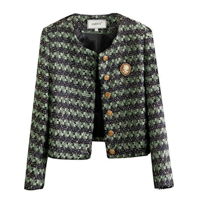 Chaqueta Suelta de Rayas Verdes para Mujer - Estilo Casual Moderno - Image 5