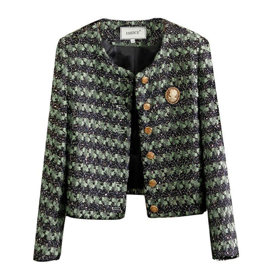 Chaqueta Suelta de Rayas Verdes para Mujer - Estilo Casual Moderno - Image 5