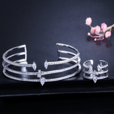 Pulsera de Circonia Cúbica con Tres Filas de Micro Incrustaciones - Image 3