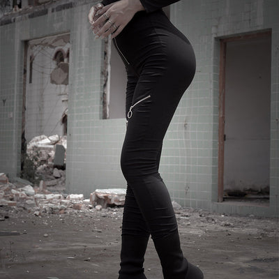 Pantalones Ajustados de Cintura Alta con Cierre y Bota Entallada - Image 8