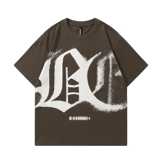 Camiseta Manga Corta Estampado Gótico Alfabeto Graffiti Dark Street