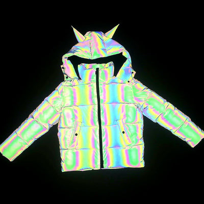 Abrigo de Algodón Reflectante con Cuernos 3D para Niñas - Diseño Animal Colorido - Image 15