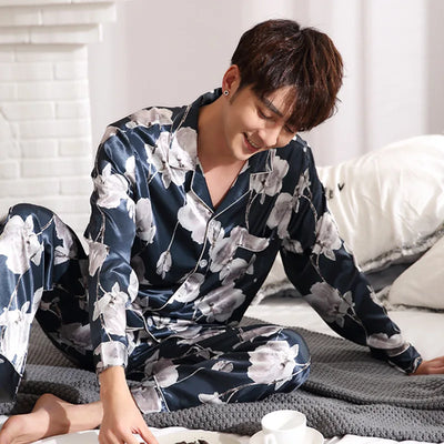 Pijamas de Seda para Parejas - Manga Larga Fresca y Cómoda - Image 11