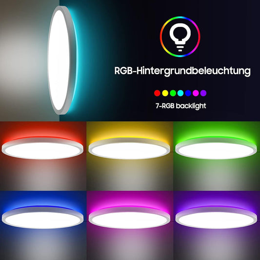 Plafón LED Dorado para Dormitorio 24W con Retroiluminación RGB Integrada - Image 2