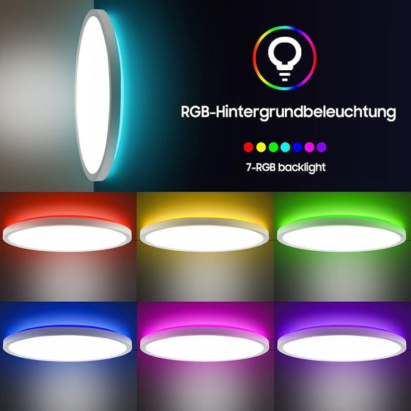 Plafón LED Dorado para Dormitorio 24W con Retroiluminación RGB Integrada