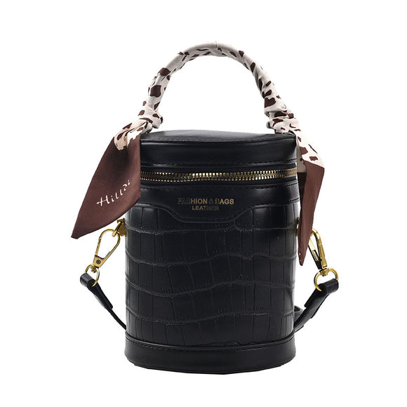 Bolsa Tote Bucket con Cierre de Cremallera y Patrón de Piedra