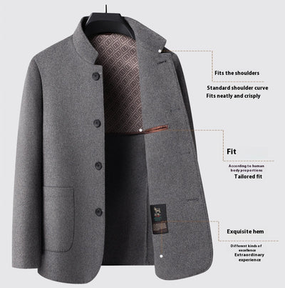 Abrigo de Lana Reversible con Cuello Mao de Largo Medio para Hombre - Image 13
