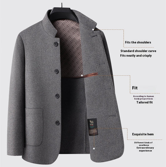 Abrigo de Lana Reversible con Cuello Mao de Largo Medio para Hombre - Image 13
