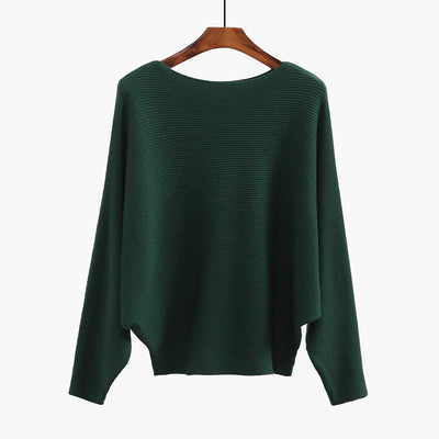 Suéter Tejido Holgado para Mujer - Blusa Cuello Redondo Manga Murciélago - Image 8