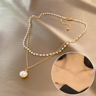 Collar de Perlas Doble Capa para Verano - Cadena de Clavícula Moda INS