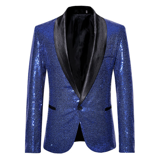 Blazer de Lentejuelas Hombre - Traje Elegante de Color Sólido - Image 2