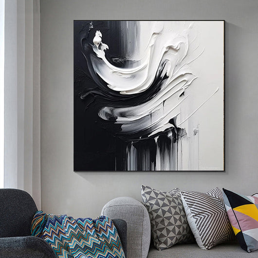 Cuadro Abstracto Minimalista en Blanco y Negro - Arte Moderno para tu Hogar