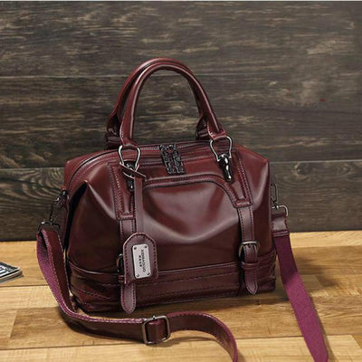 Bolsa Mensajera Retro de Cuero Encerado para Mujer - Image 12