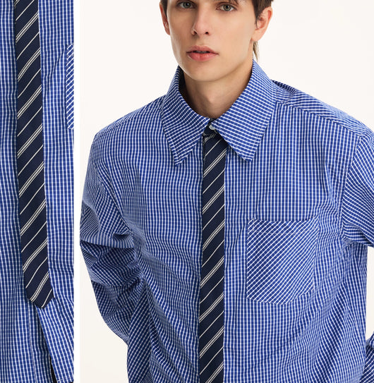 Camisa Manga Larga Falso Dos Piezas para Hombre Otoño Premium - Image 13
