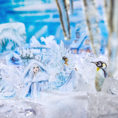 A set of 25 PET stickers featuring winter landscapes, ice castles, deer, wolves, and an ice queen in a snowy fantasy theme. - Image 3