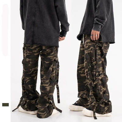 Pantalones Cargo Camuflaje con Cintura Elástica y Cordón - Estilo Street Couple - Image 3