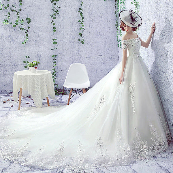 Vestido de Novia Asimétrico con Velo Francés Trailing Estilo Hepburn