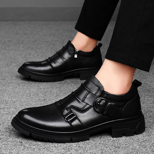 Zapatos de Cuero Genuino para Hombre con Suela Gruesa Reforzada