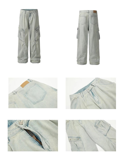 Pantalones Vaqueros Retro de Corte Recto Ancho con Bolsillos Grandes - Image 8