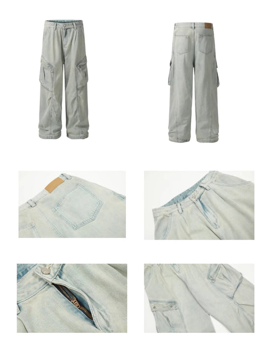 Pantalones Vaqueros Retro de Corte Recto Ancho con Bolsillos Grandes - Image 8