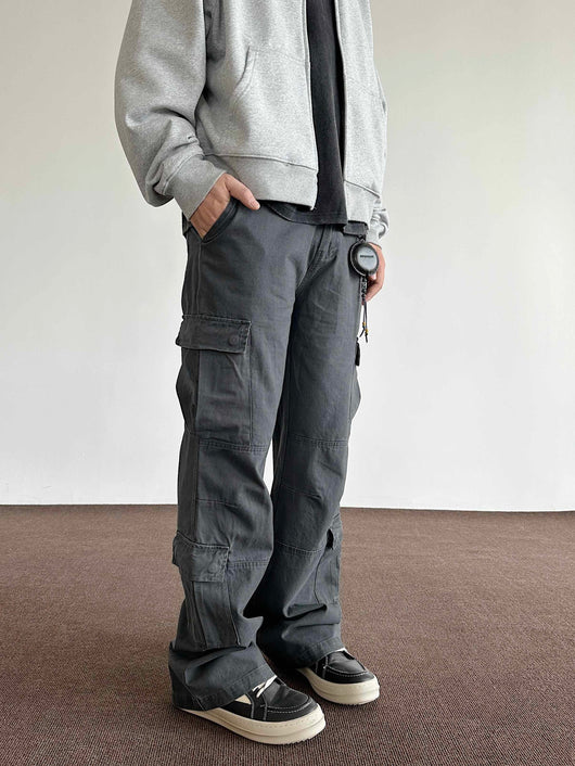 Pantalones Cargo Sueltos Deslavados con Múltiples Bolsillos Estilo Retro - Image 2