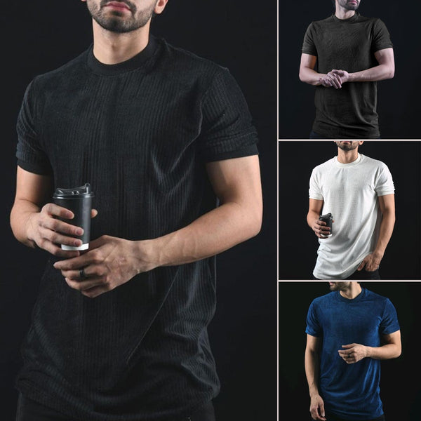 Camiseta Casual Cuello Redondo Manga Corta Ajustada para Hombre