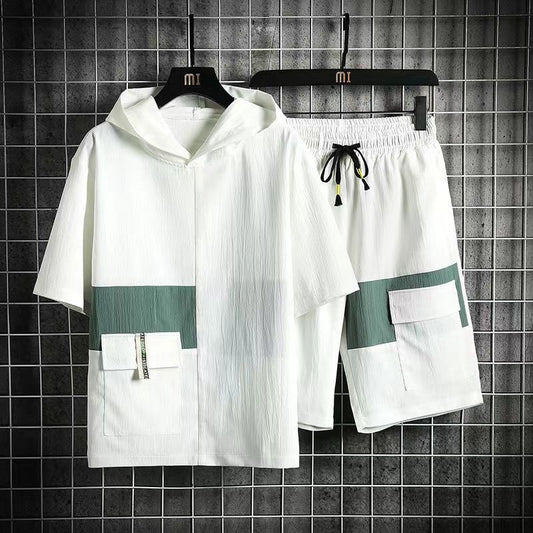 Conjunto Deportivo Hombre: Sudadera con Capucha y Shorts Elásticos