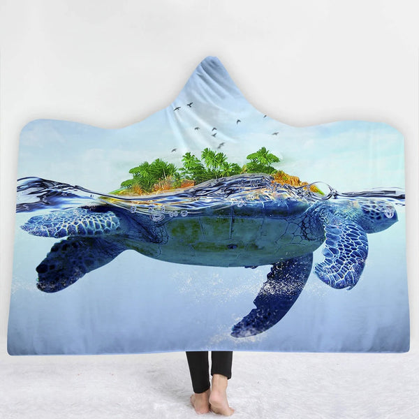 Poncho Manta con Capucha Serie Tortugas del Océano