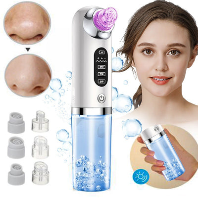 White and silver electric blackhead remover with clear water tank, purple suction head, and multiple probes. - Image 7
