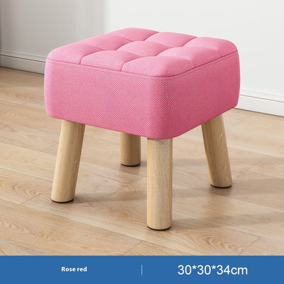 Taburete de Madera Maciza Minimalista con Tapizado - Image 15