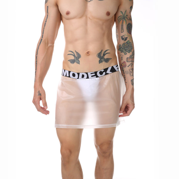 Pantalón Minifalda PVC Transparente para Hombre con Laterales Abiertos