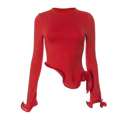 Blusa Larga con Volantes Tridimensionales y Cuello Redondo - Image 15