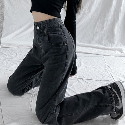 Pantalones Jeans Mujer Cintura Alta Retro Sueltos con Efecto Mopping - Image 3