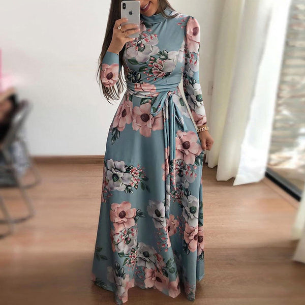 Vestido Amplio Estampado Floral Estilo Europeo Manga Corta para Mujer - Image 3