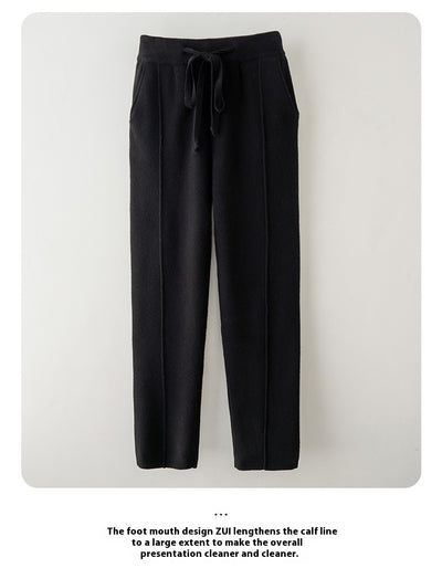 Pantalones de Lana Pura Cintura Alta Invierno - Harem Rectos Abrigados - Image 30