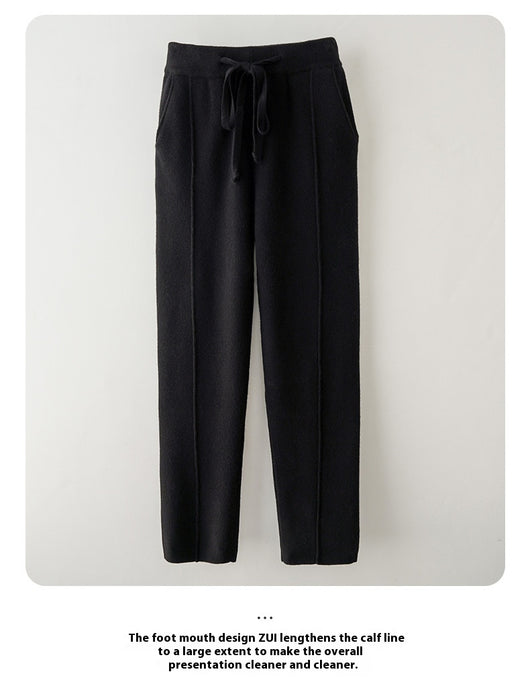 Pantalones de Lana Pura Cintura Alta Invierno - Harem Rectos Abrigados - Image 30